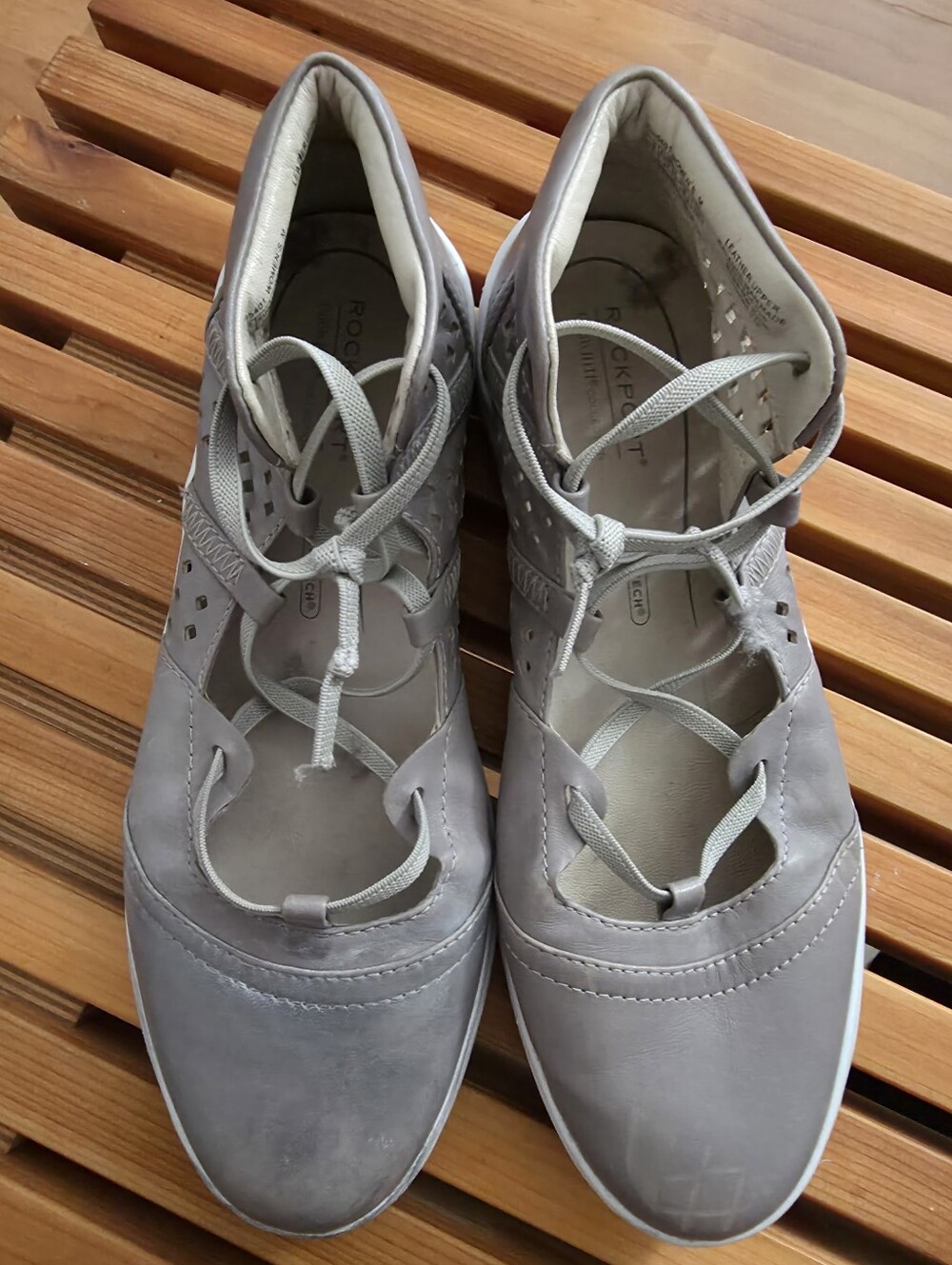Rockport Cobb Hill Cady Gladiator gray leather lace-up sneaker sandals 7